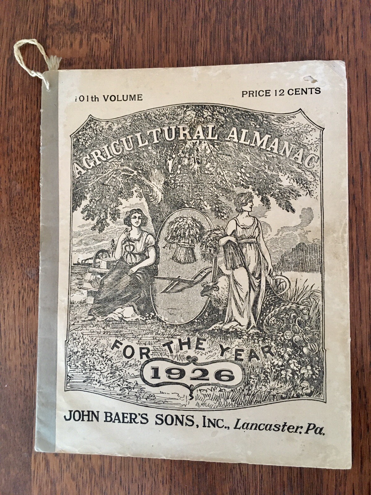Vintage 1926 John Bear Baer&rsquo;s Agricultural Almanac Lancaster PA