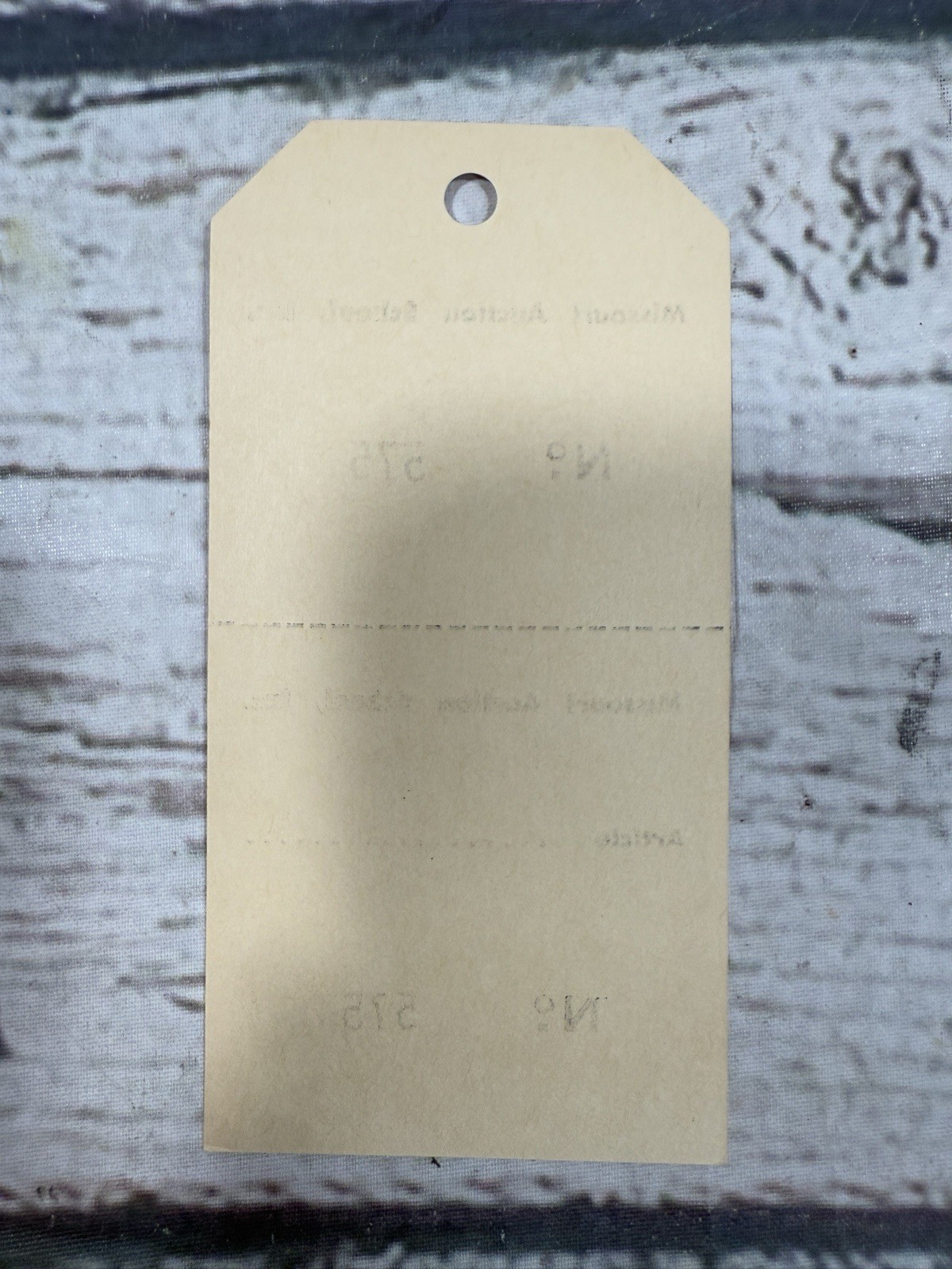 VTG Missouri Auction School No. 574 Paper Bidder ID Tag Public Auction Sale