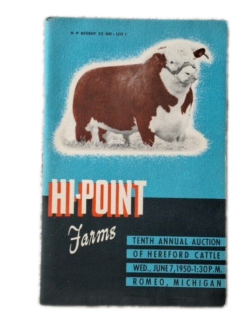 Pair 2 Vintage Hi-Point Farms Tenth Annual Auction Catalogs Romeo Michigan