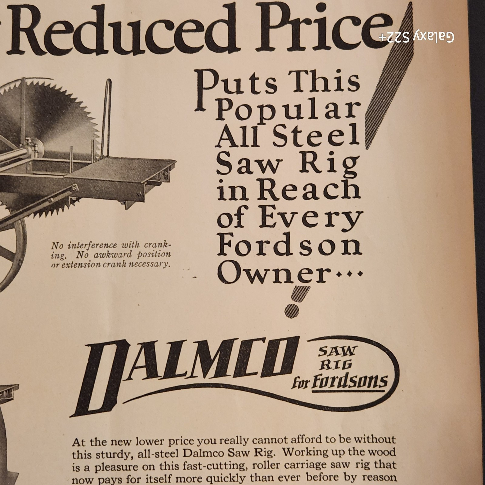 1926 Dalmco Saw Rig For Fordson Dallmann Products Original Print Ad 8X11