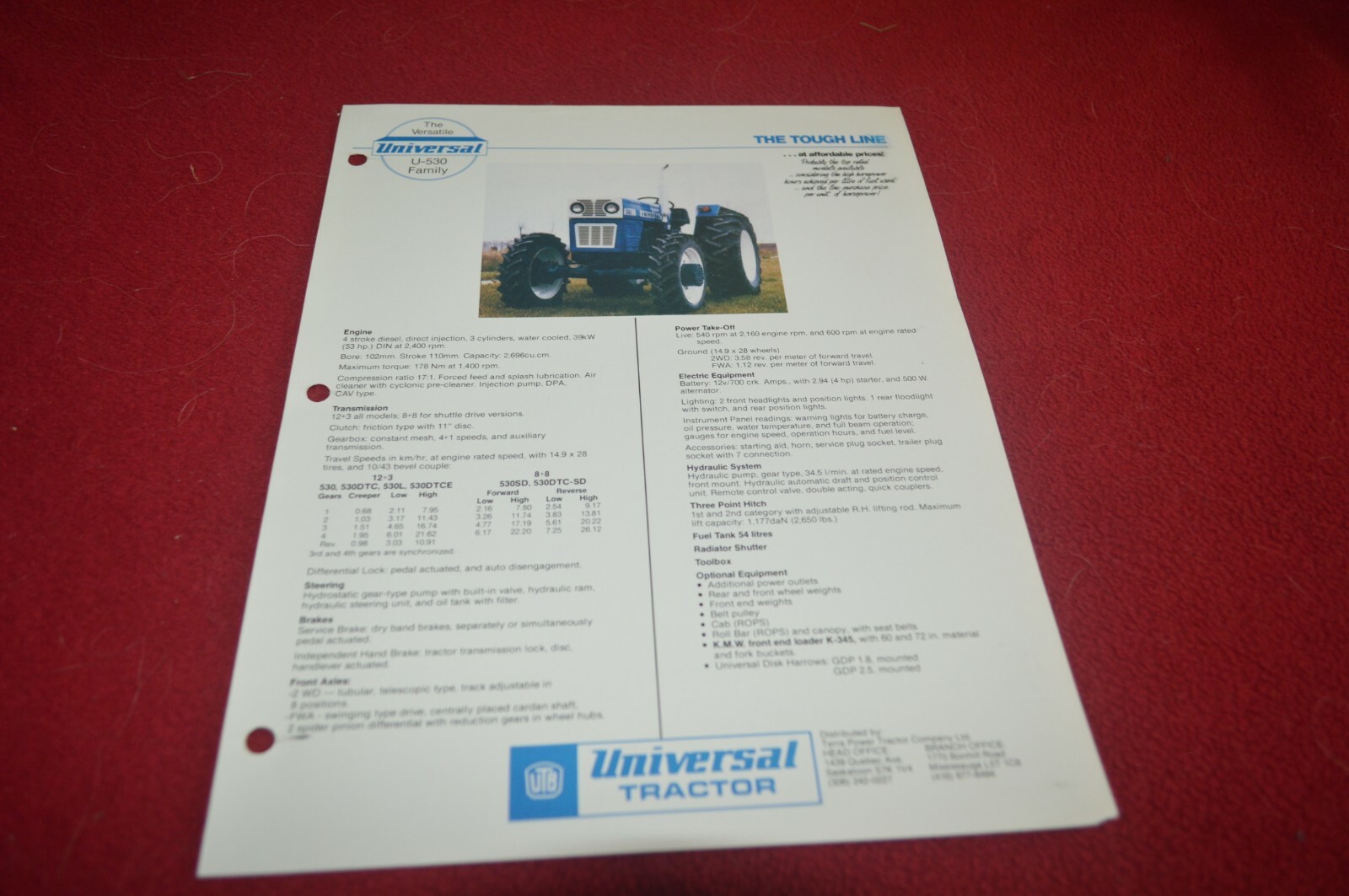 UTB Universal U-530 Tractor Dealer&rsquo;s Brochure FCCA