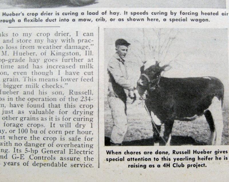 10×14 Original 1949 GE News Ad Features C M & Russell Hueber, Kingston, Illinois