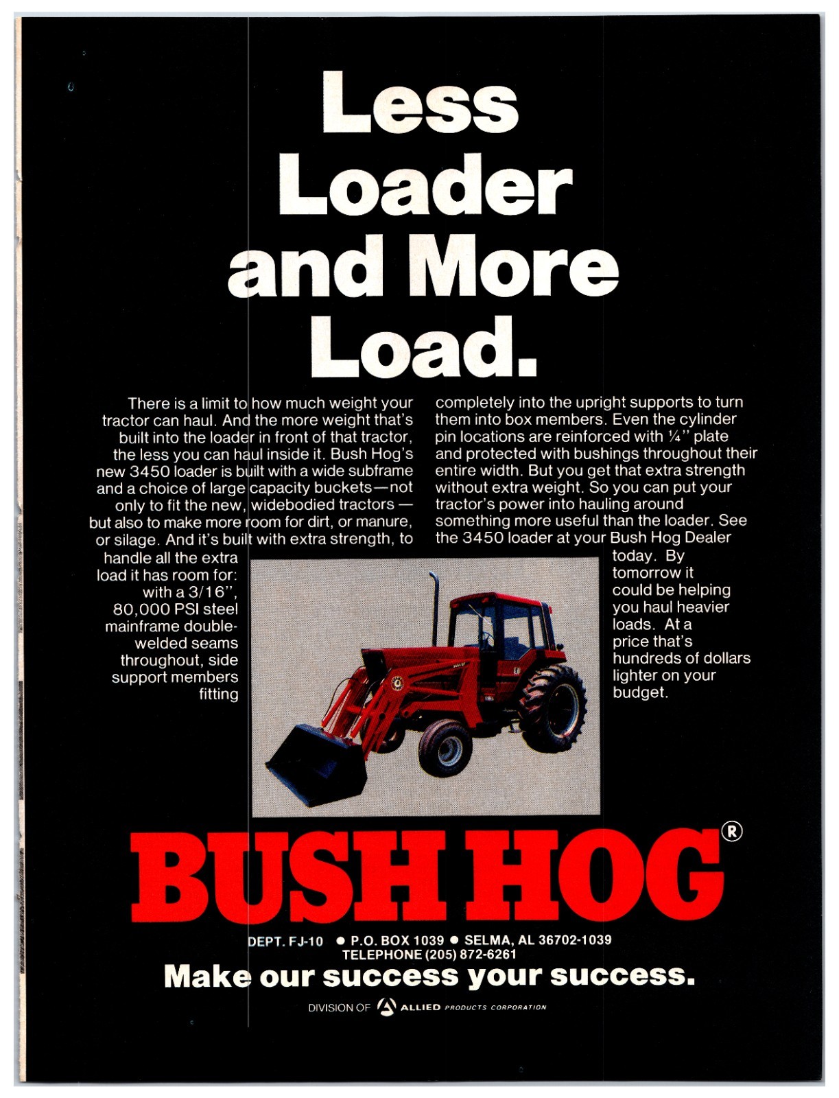 Vintage 1984 Bush Hog Loader – Original Ad (8in x 11in) Advertisement