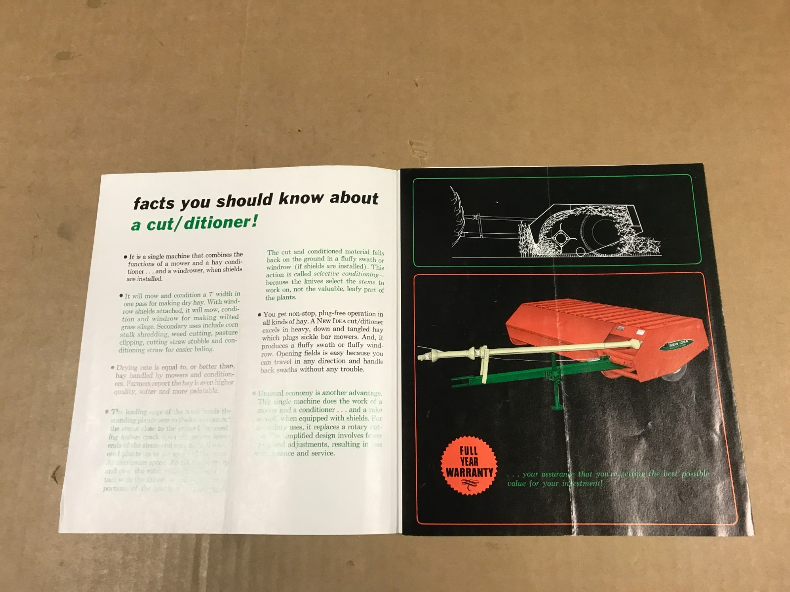Vintage New Idea Farm Equipment Cut/ditioner Salesman Brochure