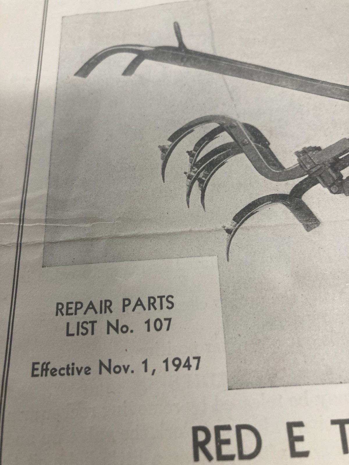 Vintage 1947 Red-E Garden Tractor Instruction Book Parts List Farm Brochure