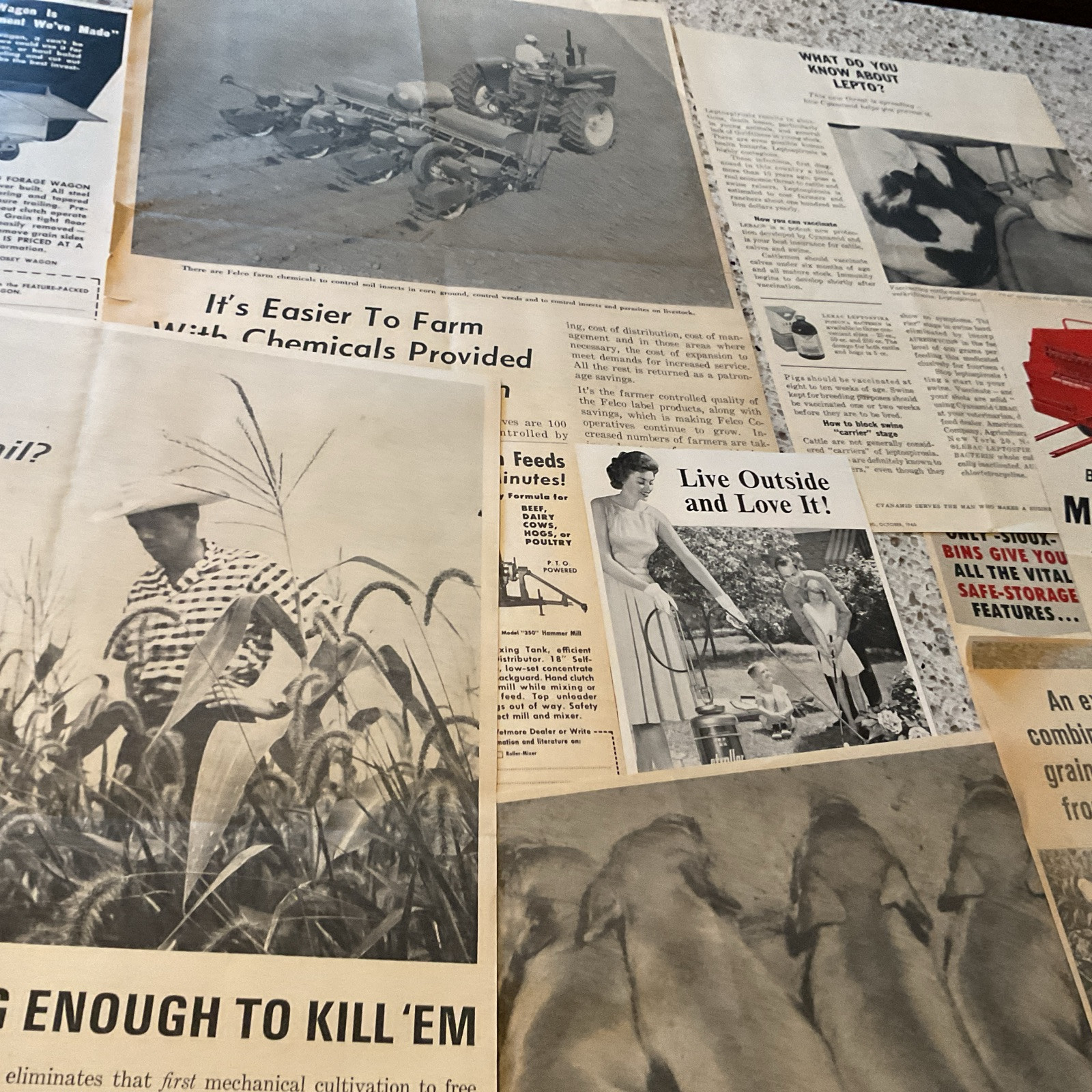 ~50 Farm Related Print Ads 1940-1960 Sprayers Buildings Equipment Fence More