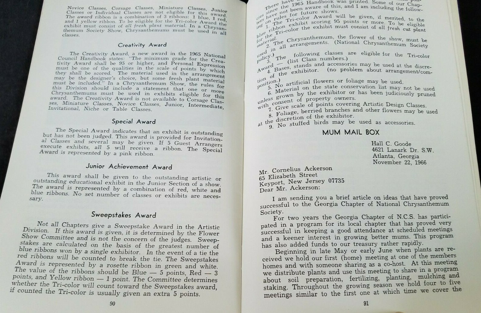 1967 National Chrysanthemum Society Bulletin Keyport NJ Member Info Gardening