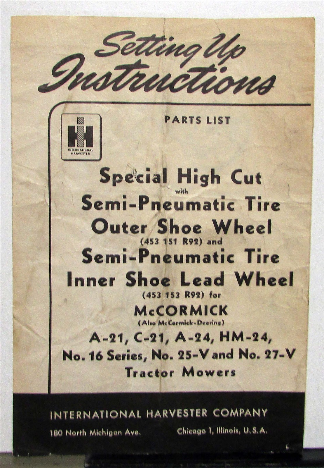 1951 International Harvester Special High Cut Diagrams Agriculture Parts List