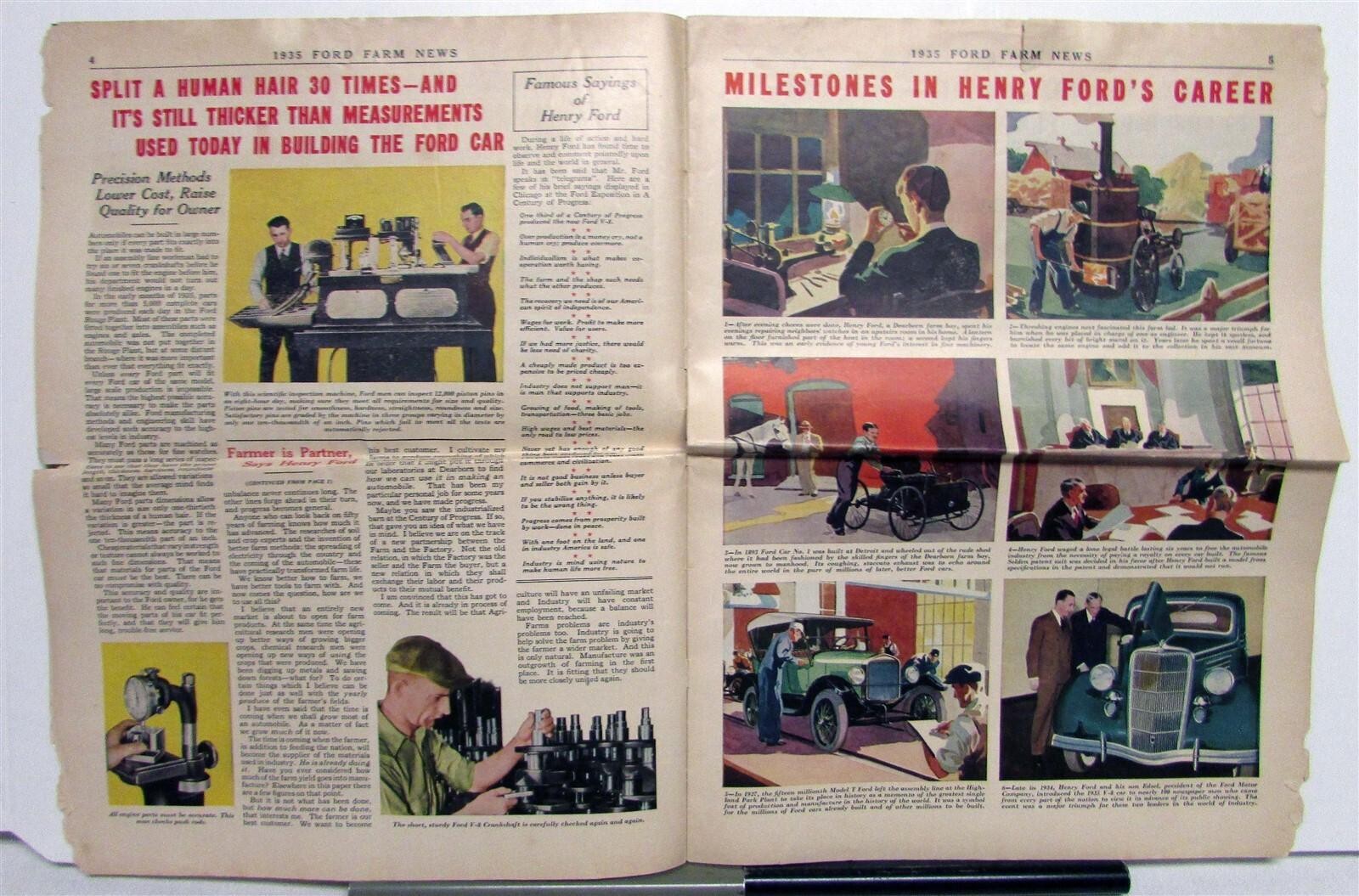 1935 Ford Farm News Model T V8 Tudor Specifications Agriculture Sales Mailer