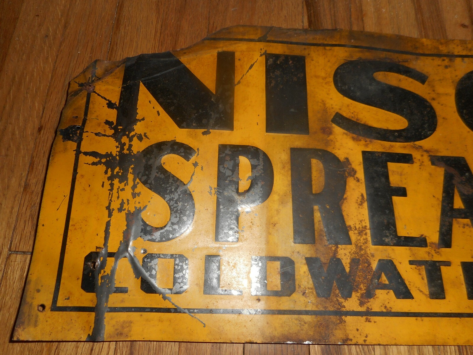 RARE Vintage NISCO NEW IDEA MANURE SPREADER Farm COLDWATER OHIO Advertising SIGN