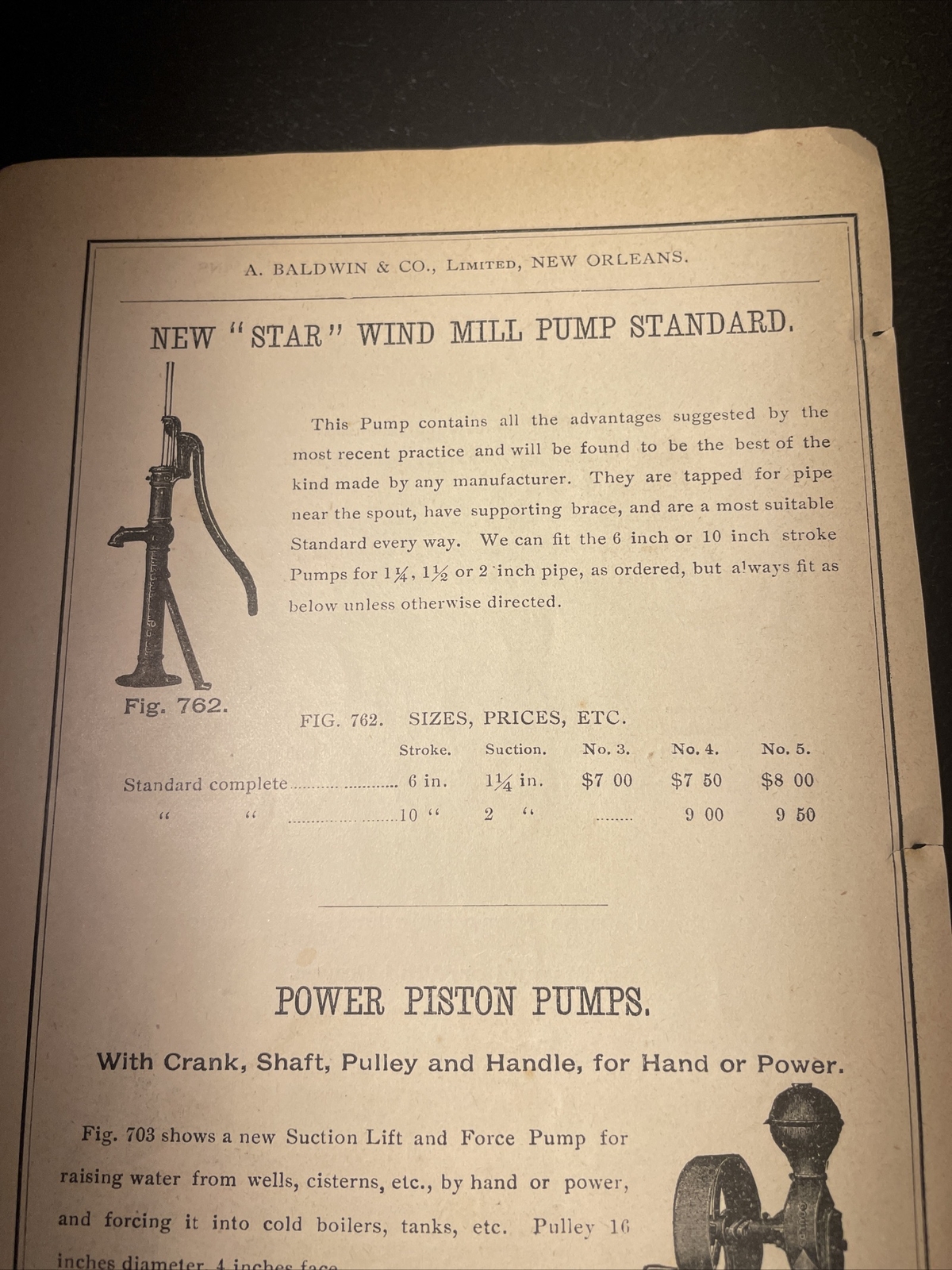 1891 Baldwin – Star Wind Mill Well Pump – Farm Advertising – New Orleans