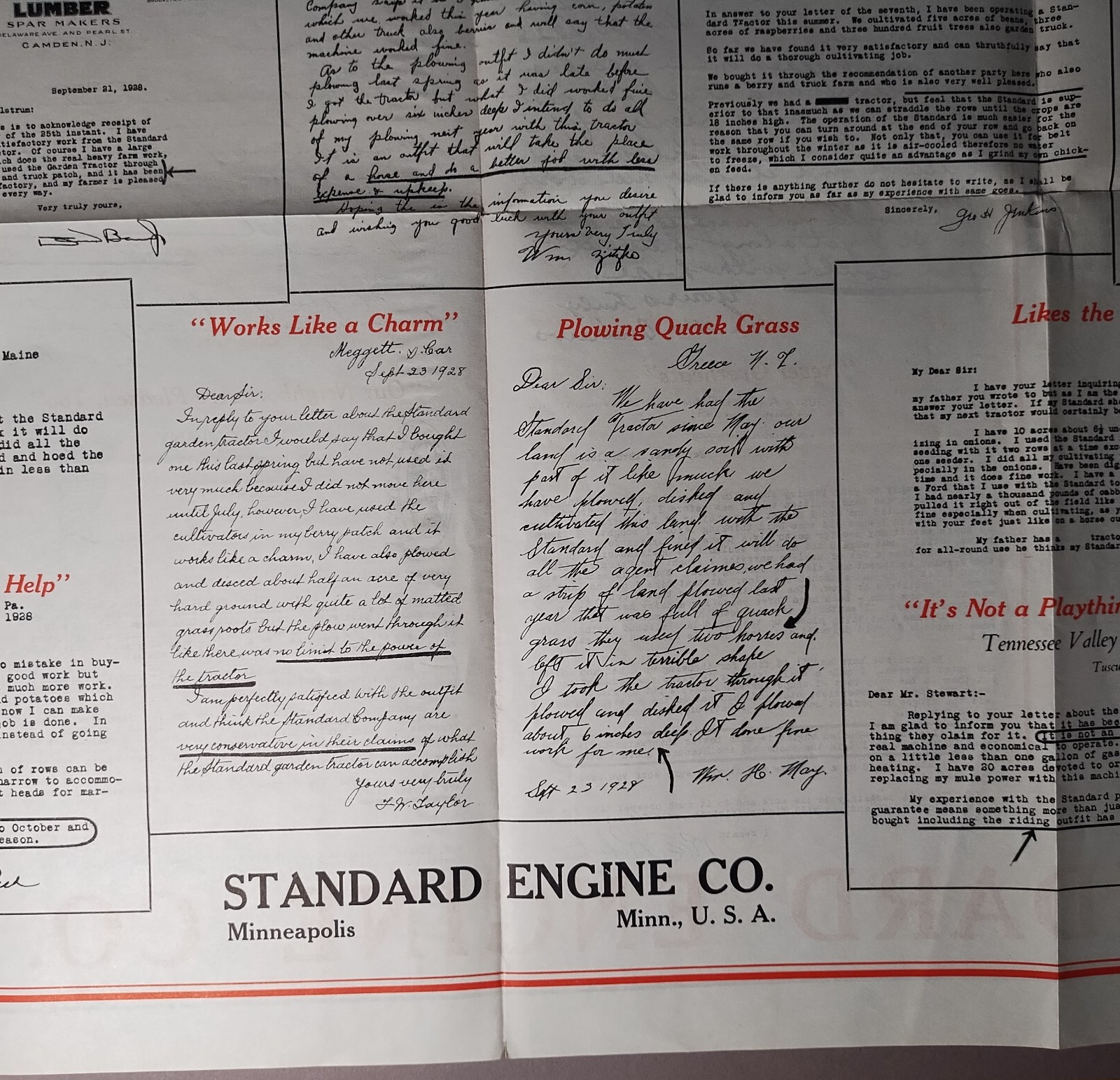 1930 Standard Garden Tractor Standard Engine Co Minneapolis MN Brochure B1-50