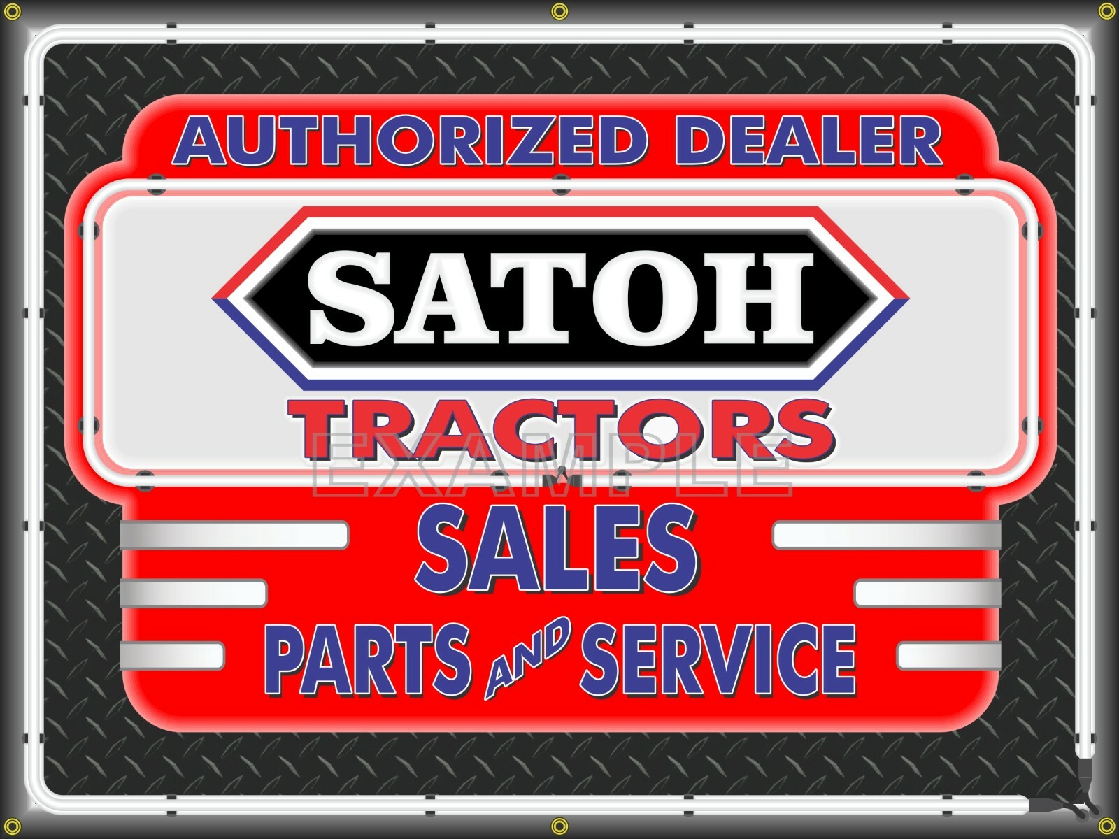 SATOH TRACTORS DEALER SALES SERVICE OLD SIGN REMAKE BANNER MURAL GARAGE SHOP ART