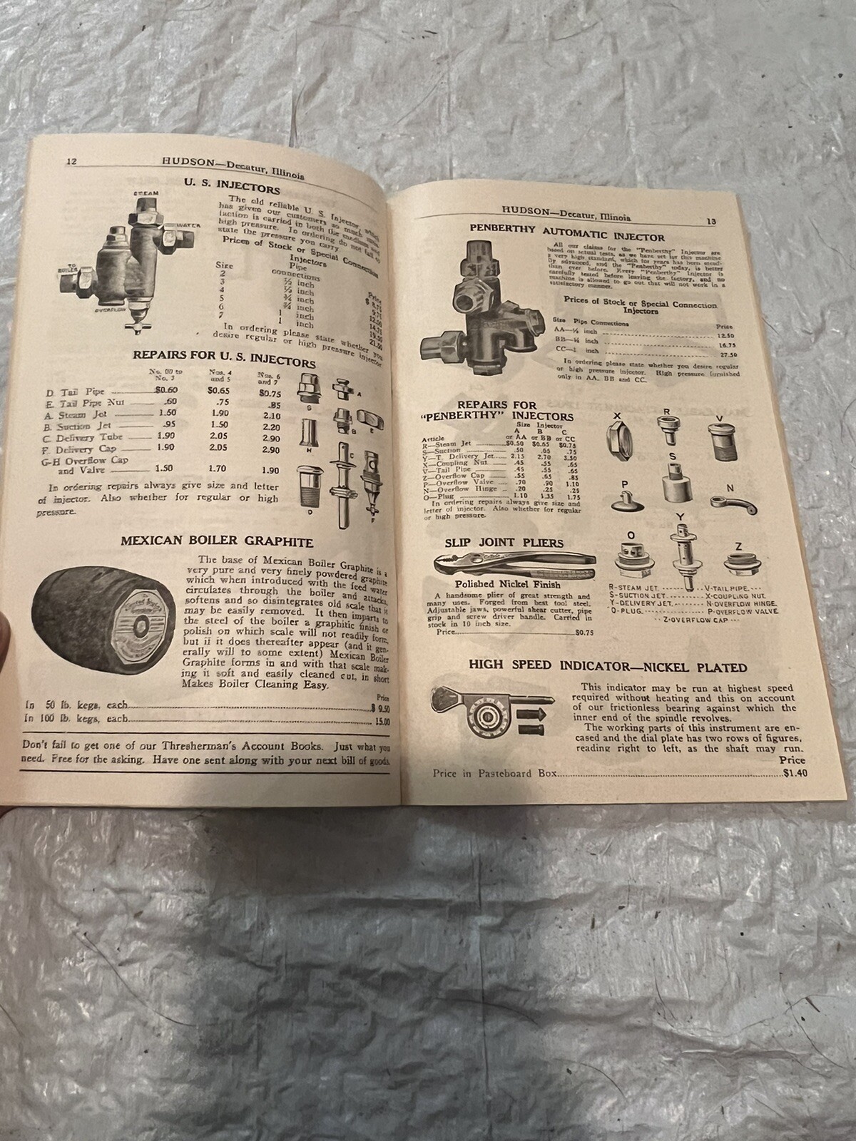 vintage original print the hudson machinery and supply co catalog 1946