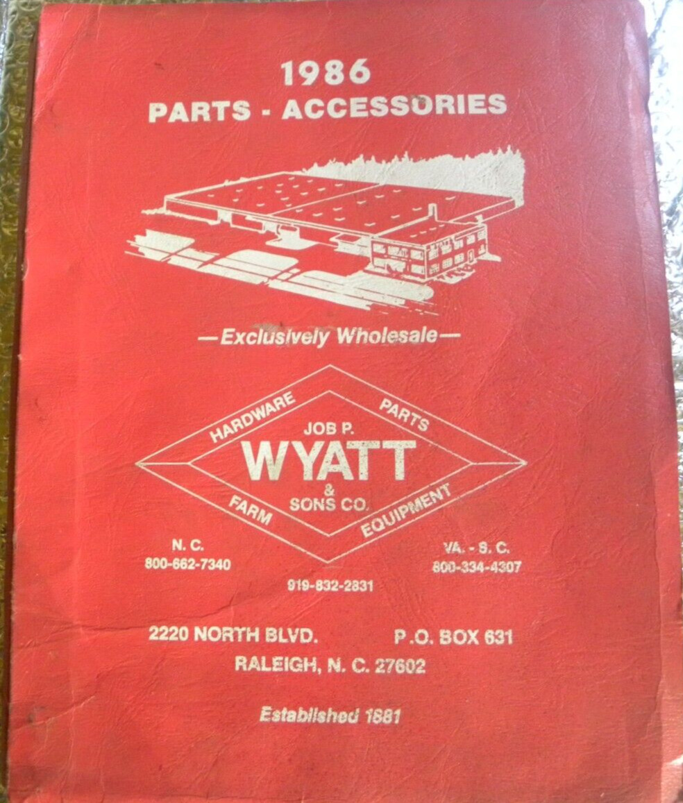 1986 Job P Wyatt & Sons Catalog Farm Equipment Hardware Parts