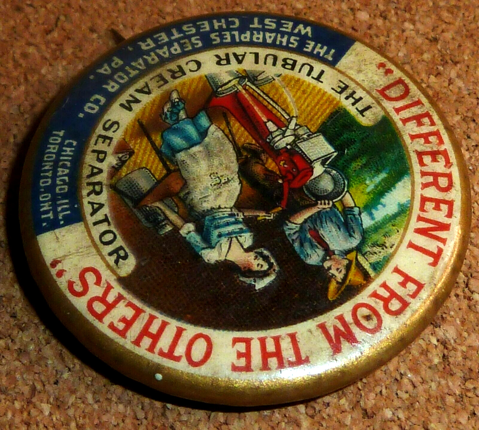 Antique Sharples Cream Separator Pinback Farm Advertising Pin Button C. 1900