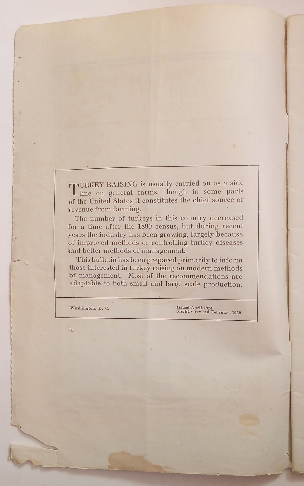 1939 Turkey Raising U.S. Dept. Of Agriculture Bulletin #1409