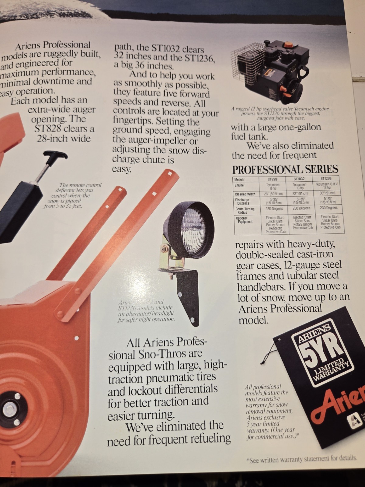 1987 1988 ARIENS DEALERSHIP ADVERTISING BROCHURES SNO-THROS