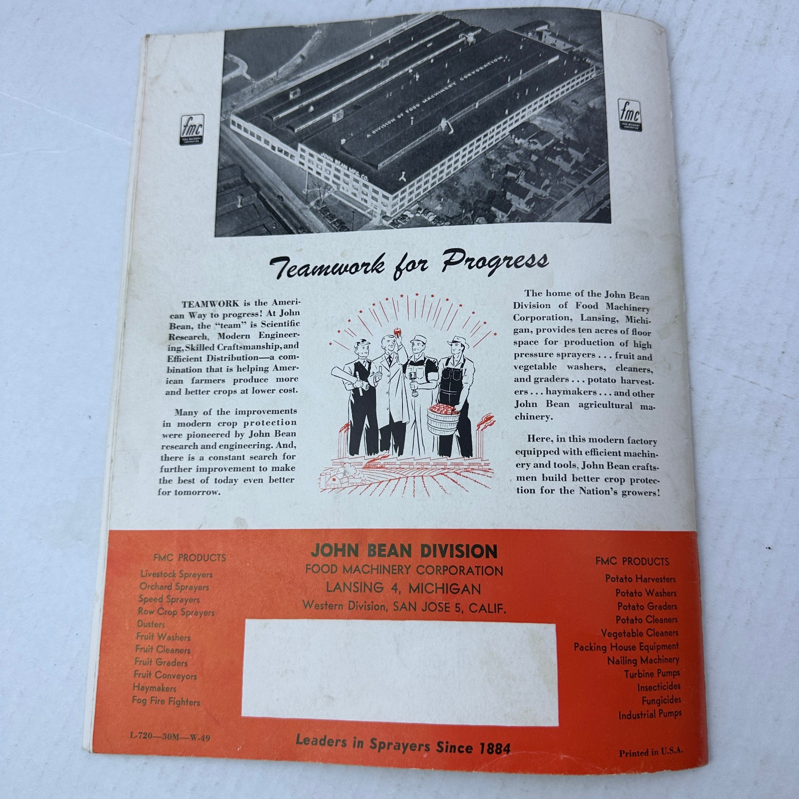 John Bean Sprayers FMC Food Machinery Corporation Catalog Lansing Michigan