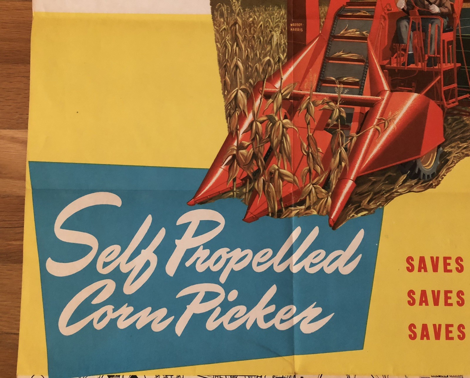 Vintage Massey Harris Self Propelled Corn Picker Dealer Brochure Poster