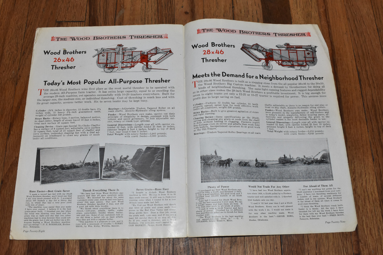 Vintage Wood Brothers Thresher Sales Catalog Brochure