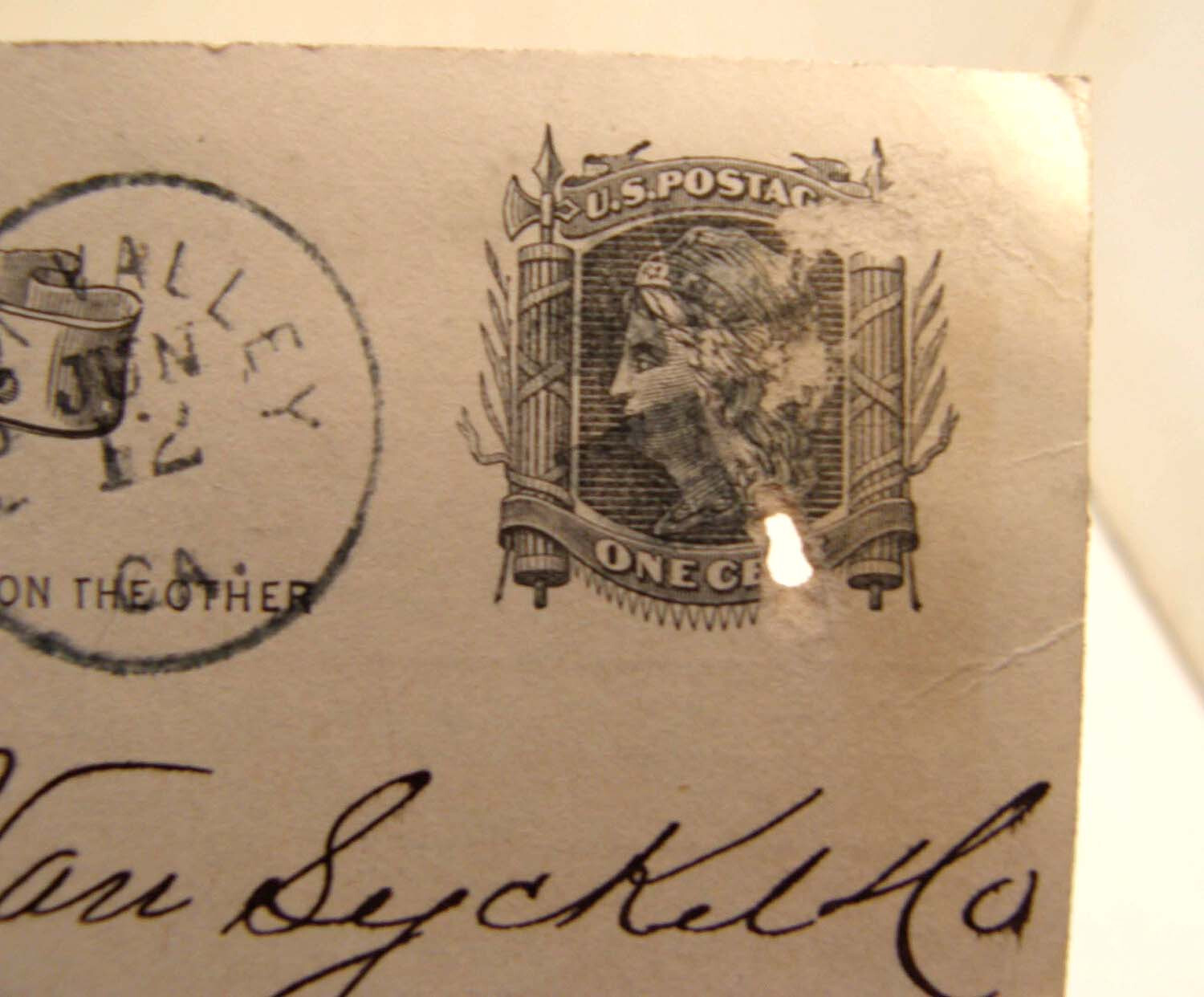 ANTIQUE 1882 POSTCARD H C HARRIS DOW LAW COTTON SEED PLANTER FORT VALLEY GA
