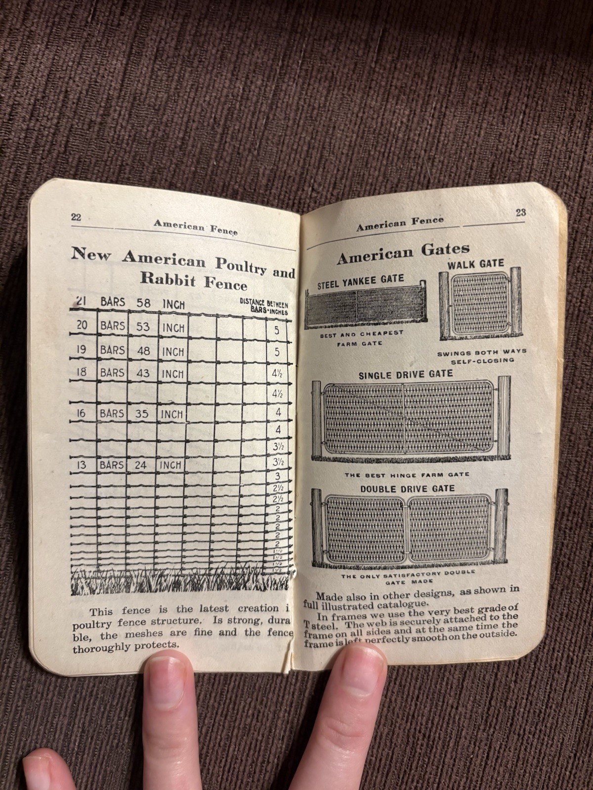 1909 American Fence Memorandum Book American Steel & Wire Co Advertising Catalog