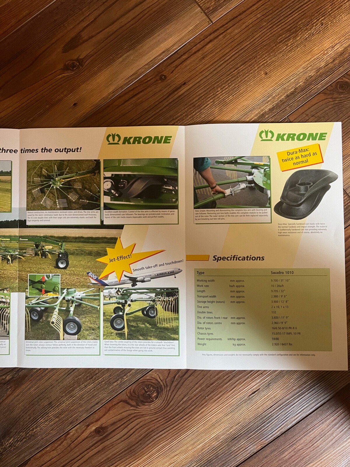2004 Krone Swadro 1010 side delivery hay rake sales brochure