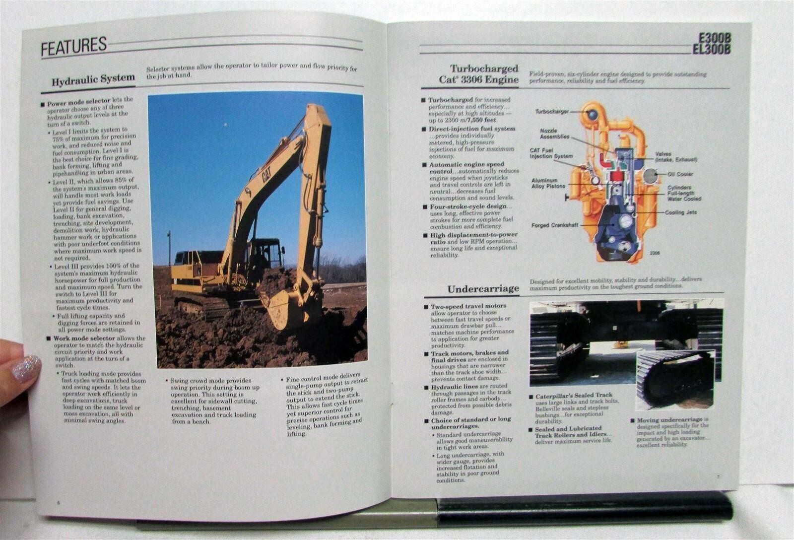 1990 CAT E300B EL300B Excavator Construction Specifications Sales Brochure