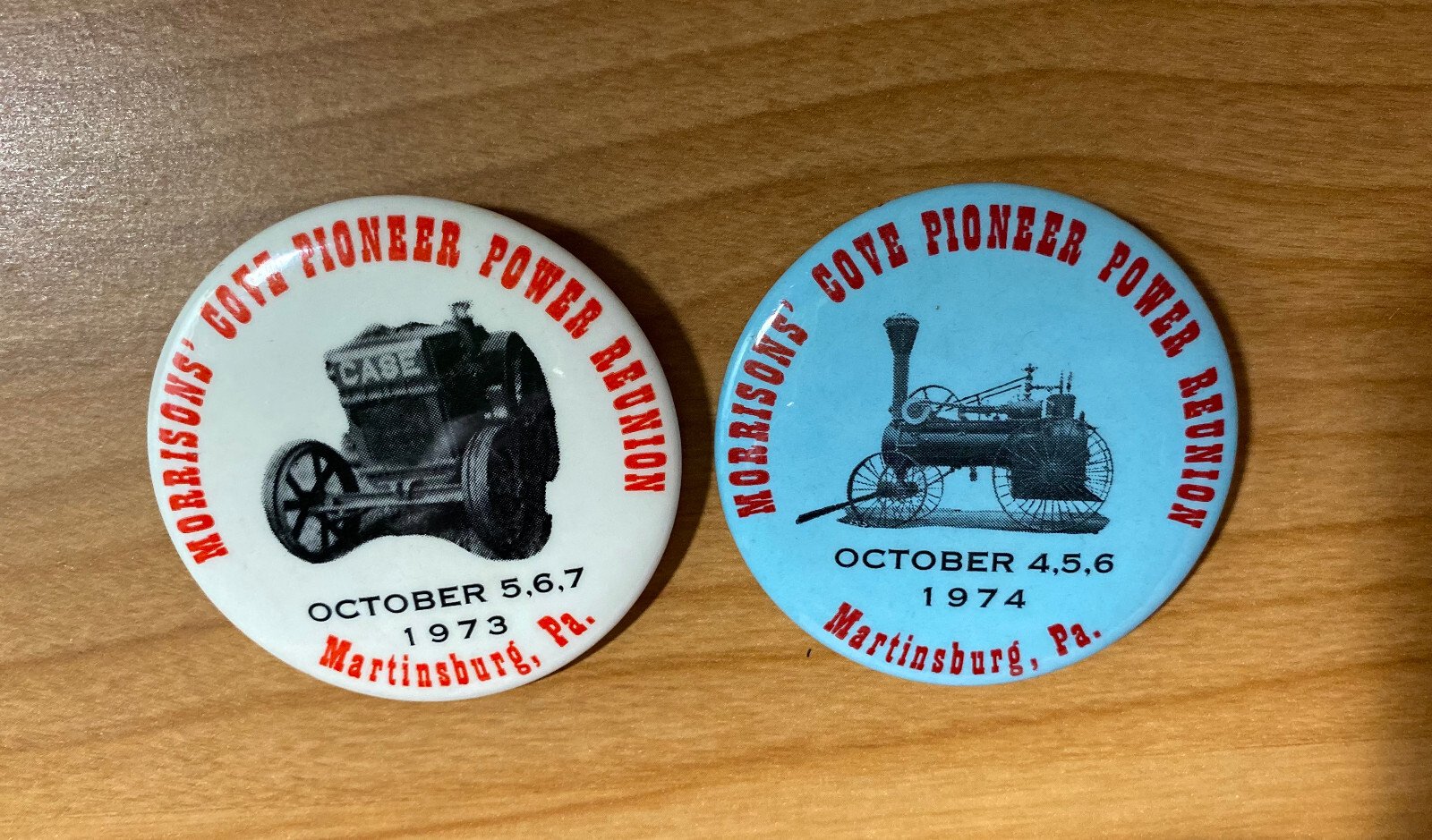 Vintage Morrisons Cove Pioneer Power Reunion Pins Lot Card 1973-74 Case Tractor