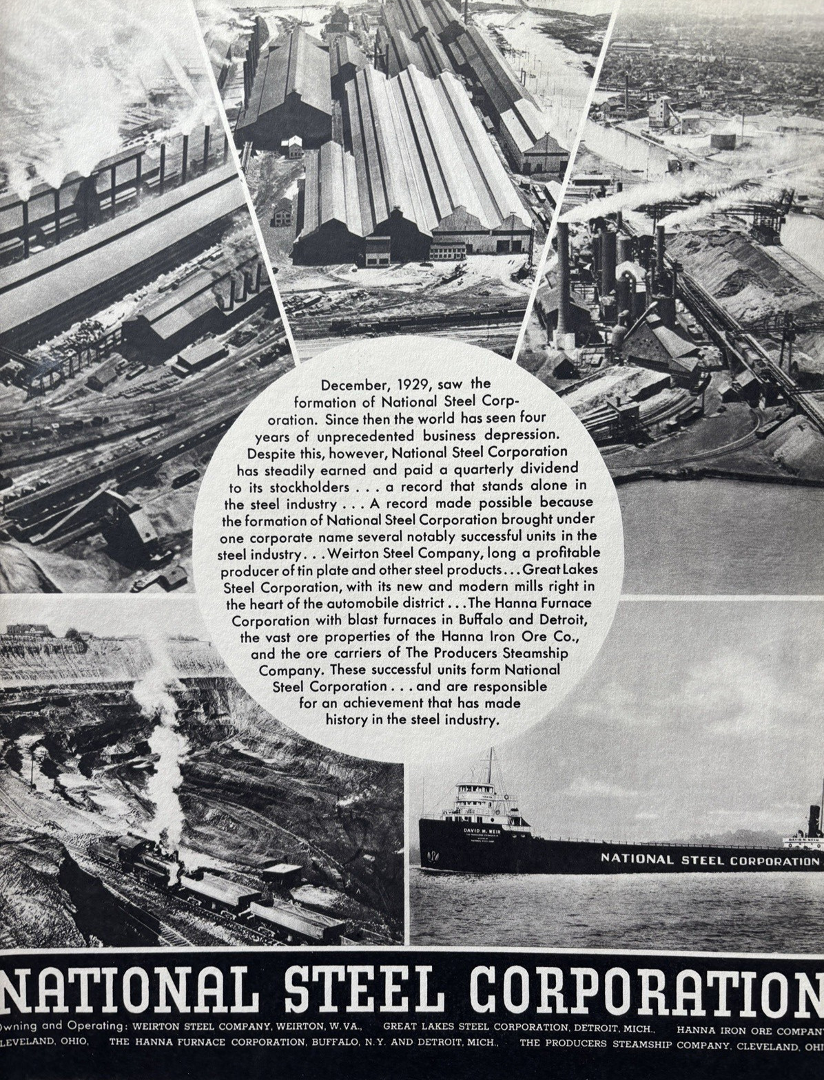 1930s National Steel Corporation Business Depression Industry Vintage Print Ad