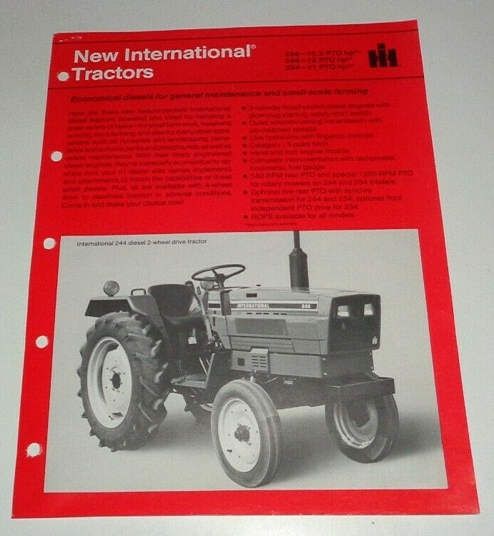 IH International 234 244 254 Tractor Spec Sheet Sales Brochure AD-34219-K IHC