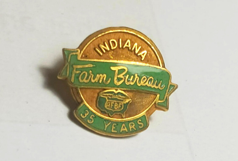 Vintage Indiana Farm Bureau 35 Years Lapel Pin Gold & Green