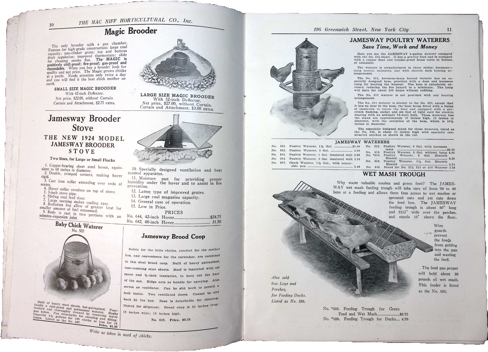 1924 Mac Nigg Horticulture Poultry Chickens Supply Department Catalog NYC NY
