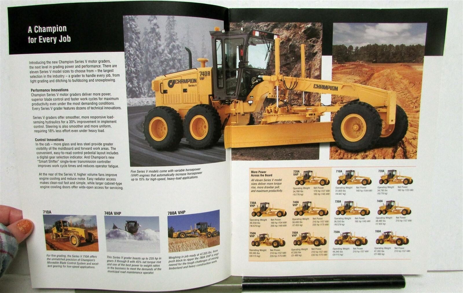 1997 Champion Series V Road Motor Grader Specifications Construction Brochure