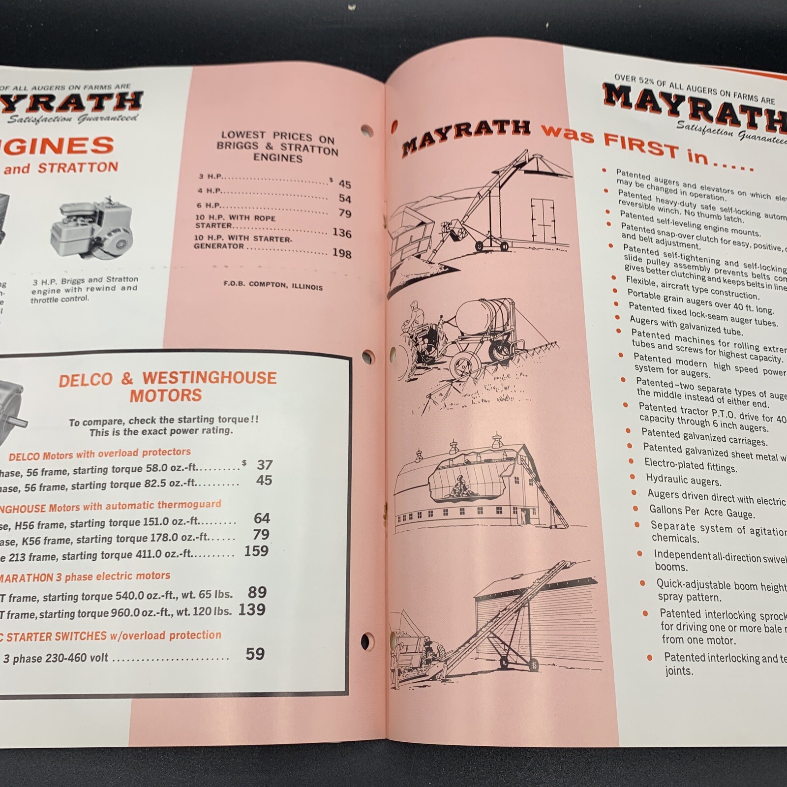 Original 1966 Mayrath Company Farm Equipment Brochure-W/Cover Sheet Compton IL