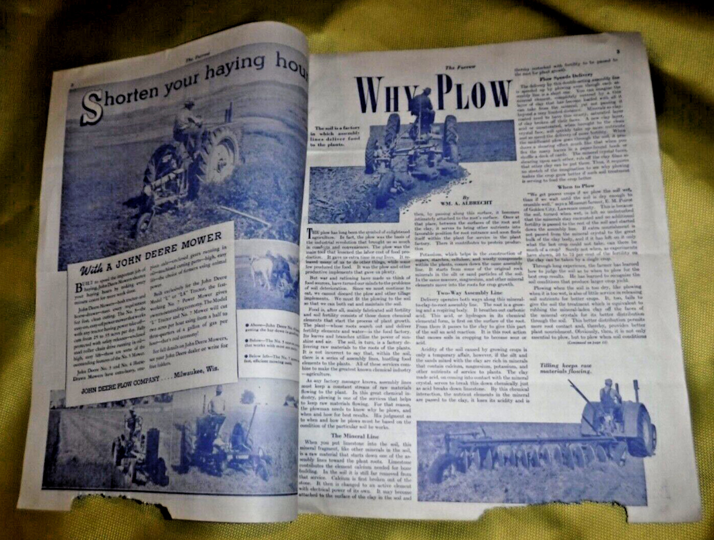 THE FURROW MAGAZINE APRIL 1944 WWII FARM MAGAZINE LARSEN IMPLEMENT DENMARK WI