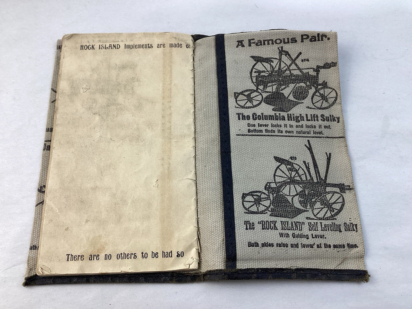 Antique 1906 Cloth Bound Rock Island Plow Co. Pocket Notebook & Sales – Complete