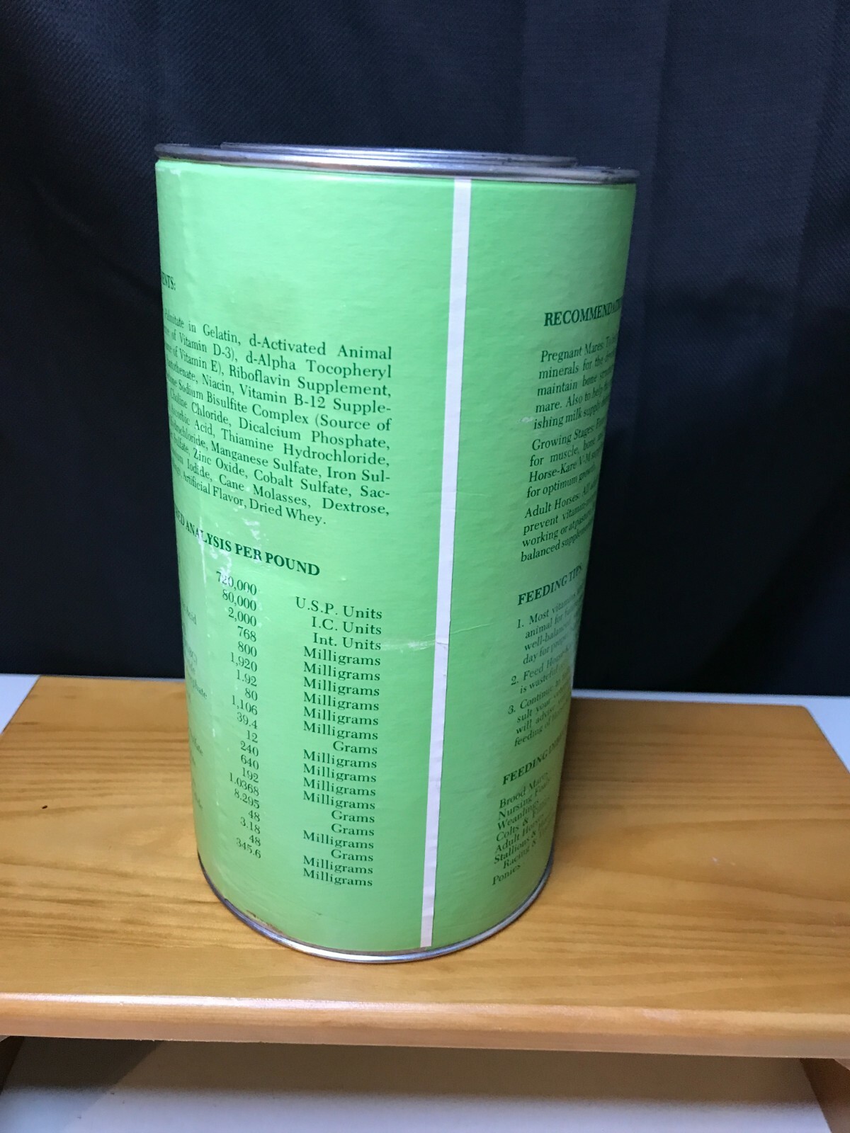 Horse Kare Can Lyndonville, VT Vitamin & Mineral Supplement Green Mountain-Empty