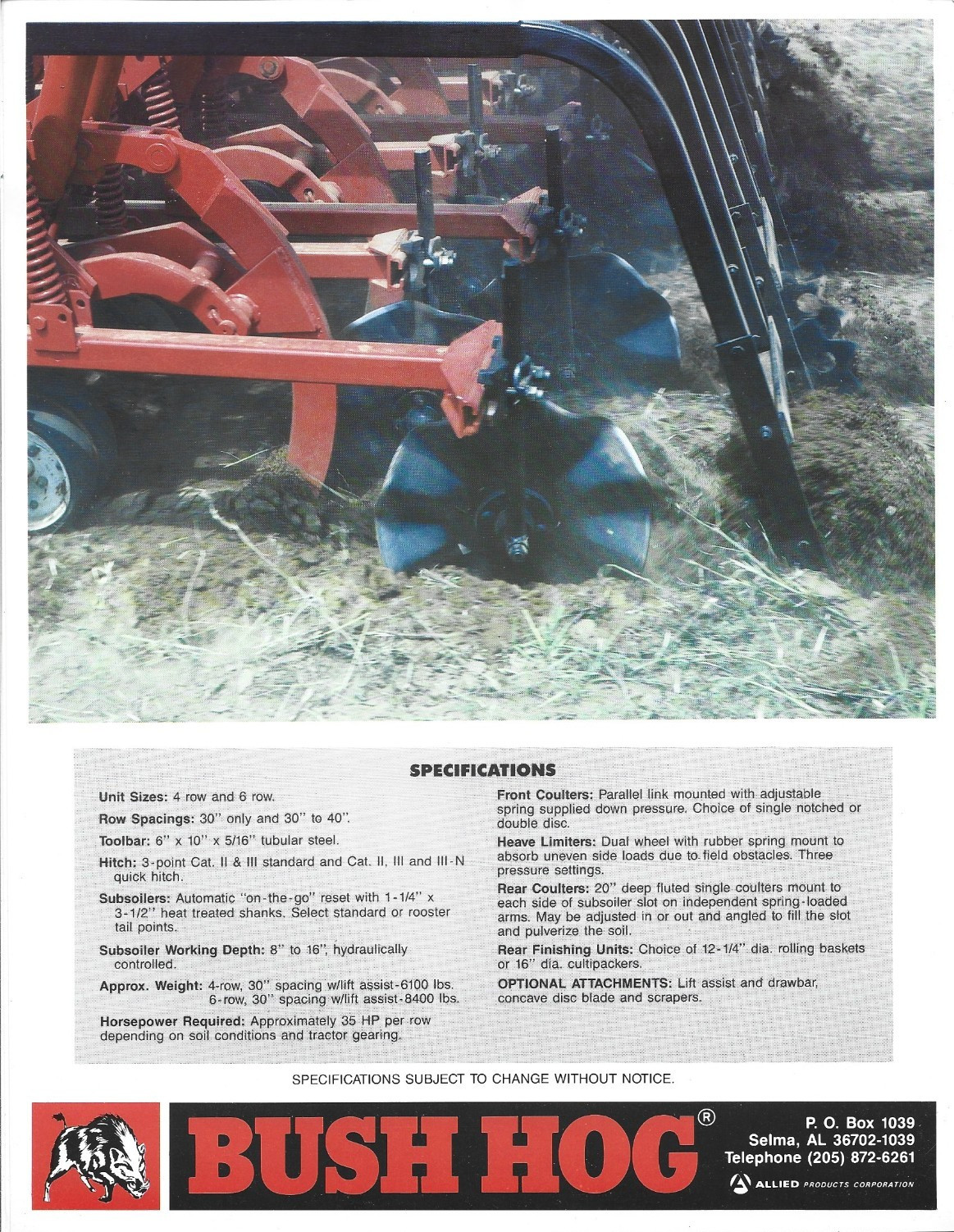 Bush Hog 8200 Series Ro-Till for One-Pass Seedbed Preparation Sales Brochure