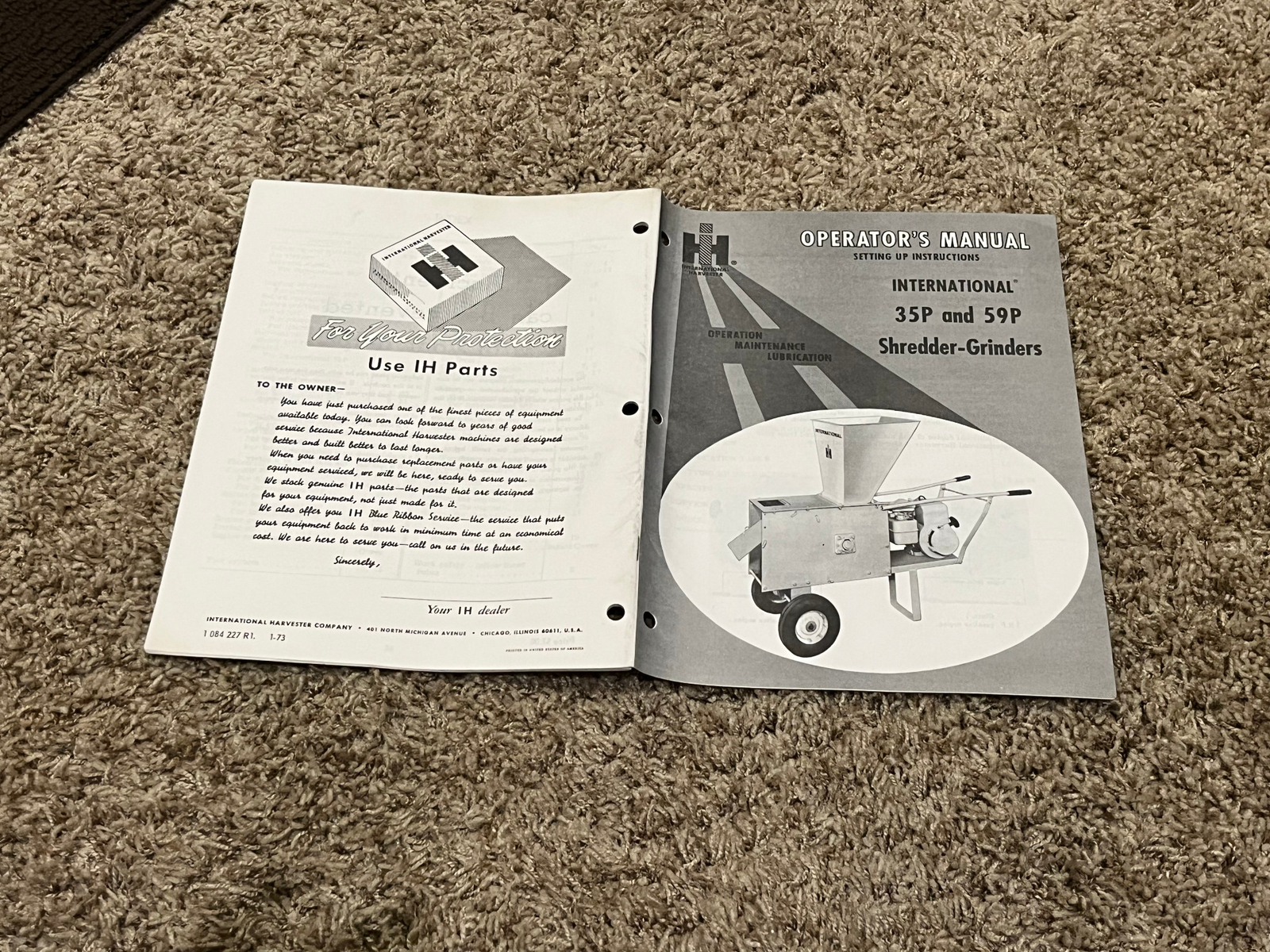 OPERATOR&rsquo;S MANUAL INTERNATIONAL 35P & 59P SHREDDER GRINDERS 1 084 227 R I 1-73