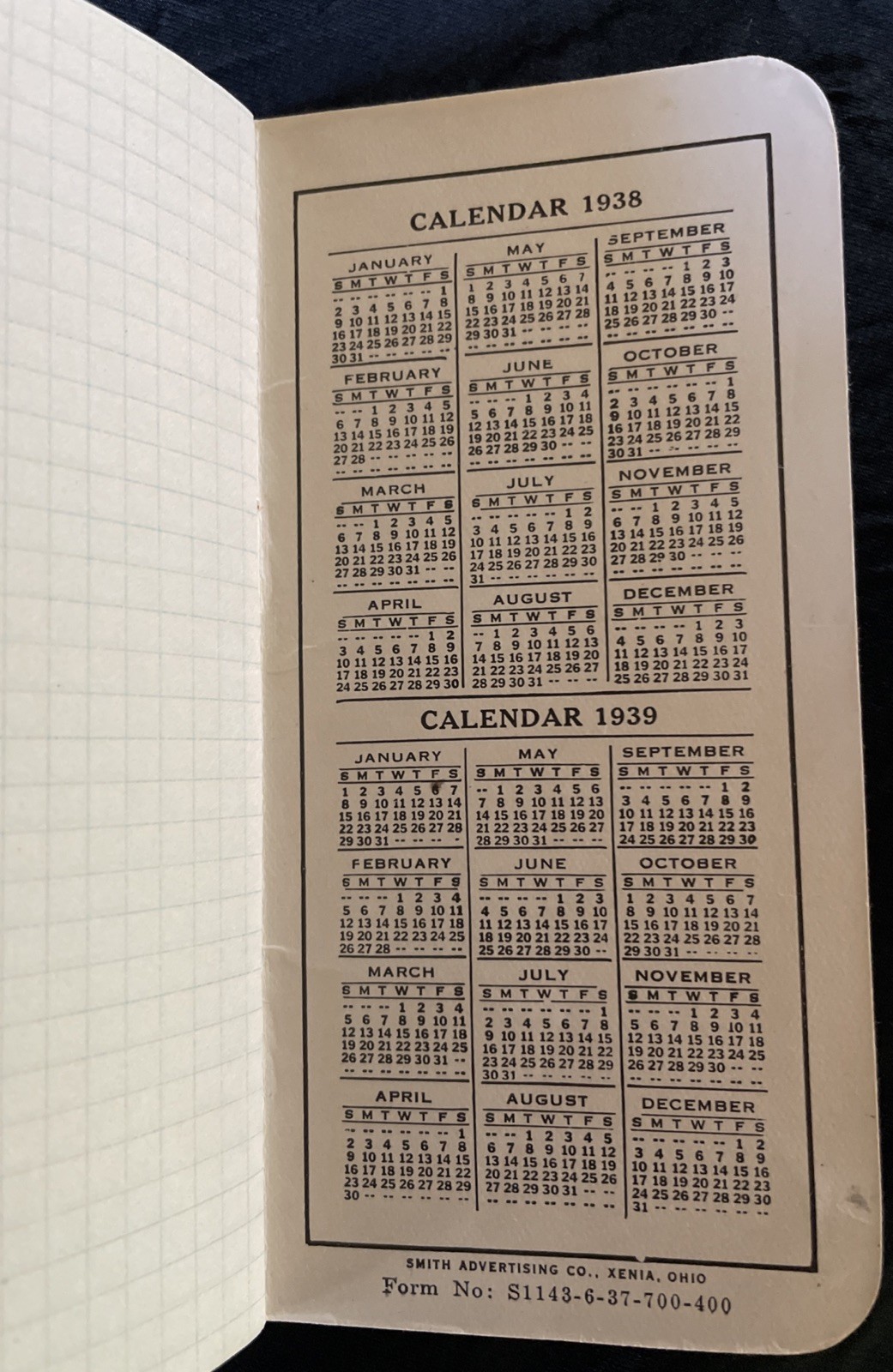 Set Of 2: 1938/39 & 1940/41 Plymouth Binder Twine Cordage Co. Pocket Note Books