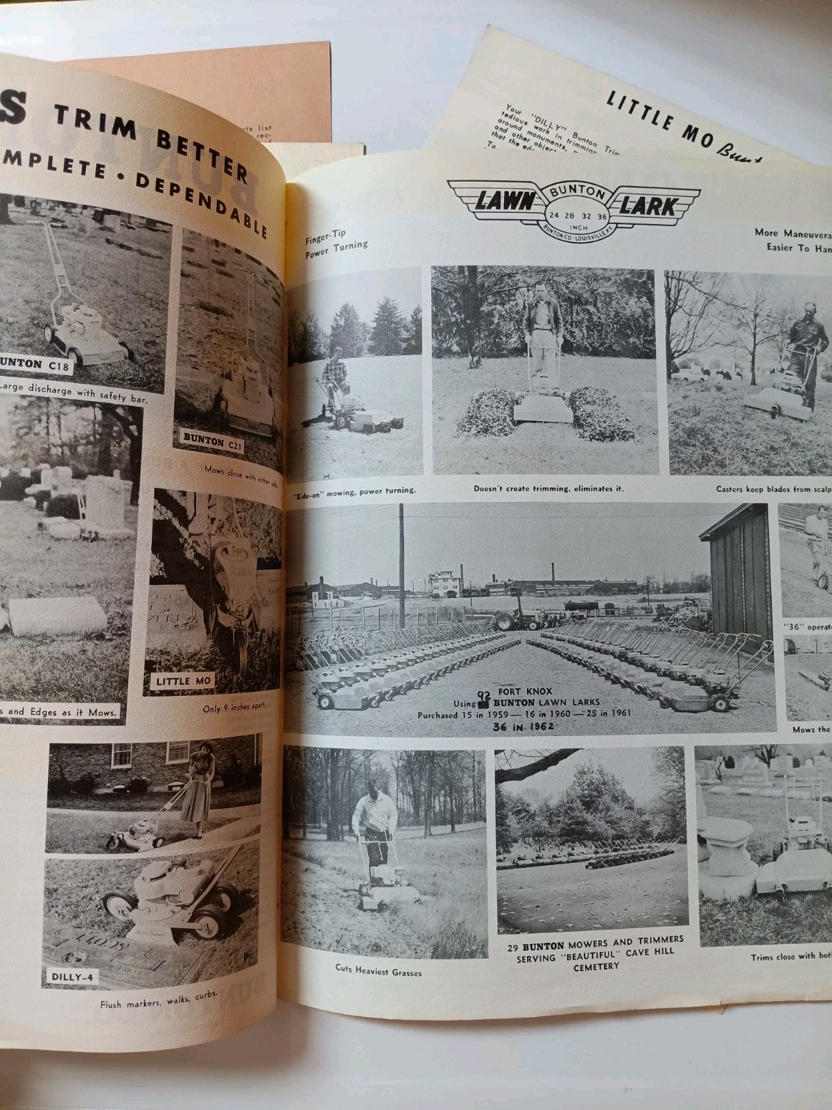 4 Bunton Lawn & Garden Mowers Brochure Lawn LARK Yellow & Green
