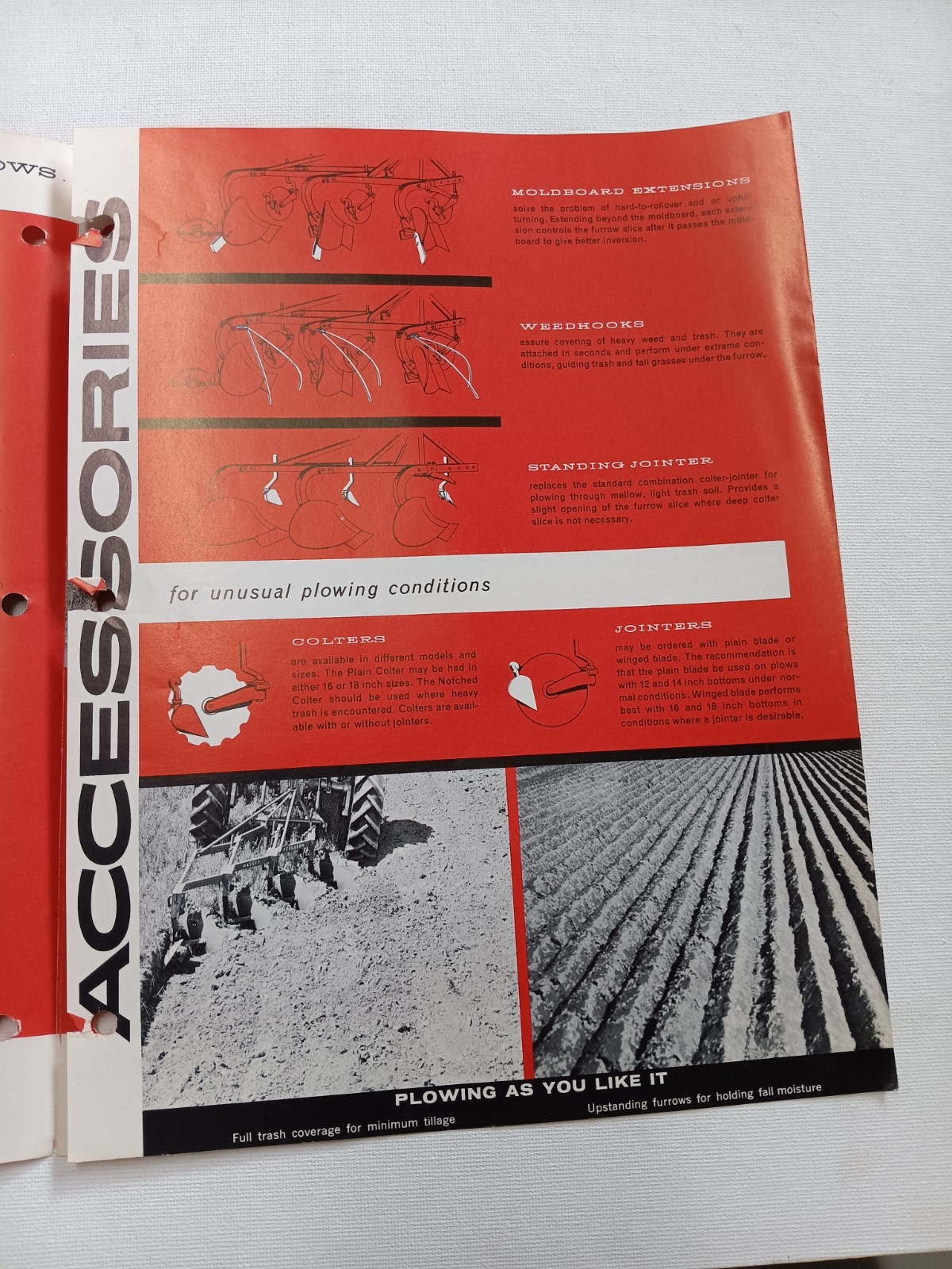 Vintage Massey Ferguson MF 72 & 62 Moldboard Plows Foldout Dealer Brochure AD