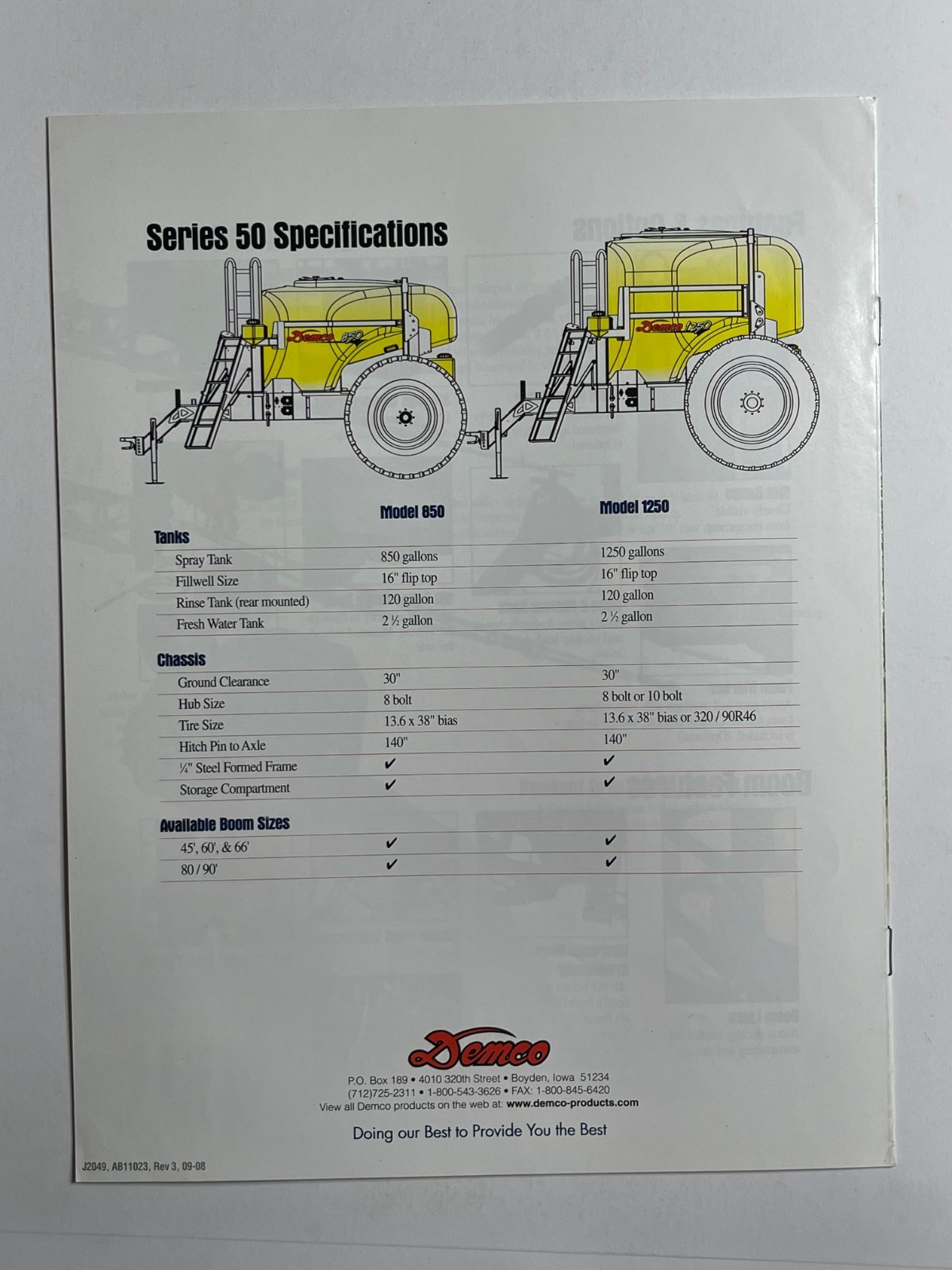 Demco 50 Series Sprayers – Sales Brochure *Showroom Sales Booklet* (2009)
