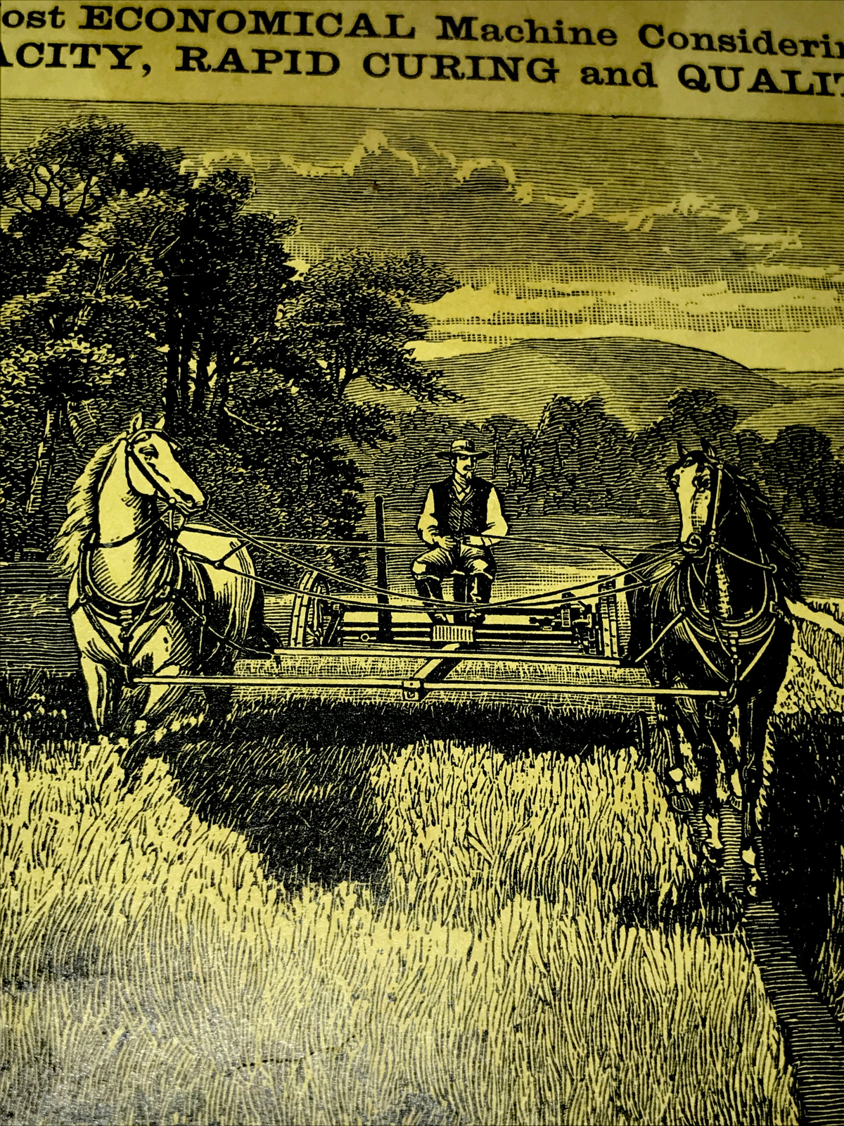 1886 Eureka Mower Farm Implements Engraving Advertising – Utica – New York