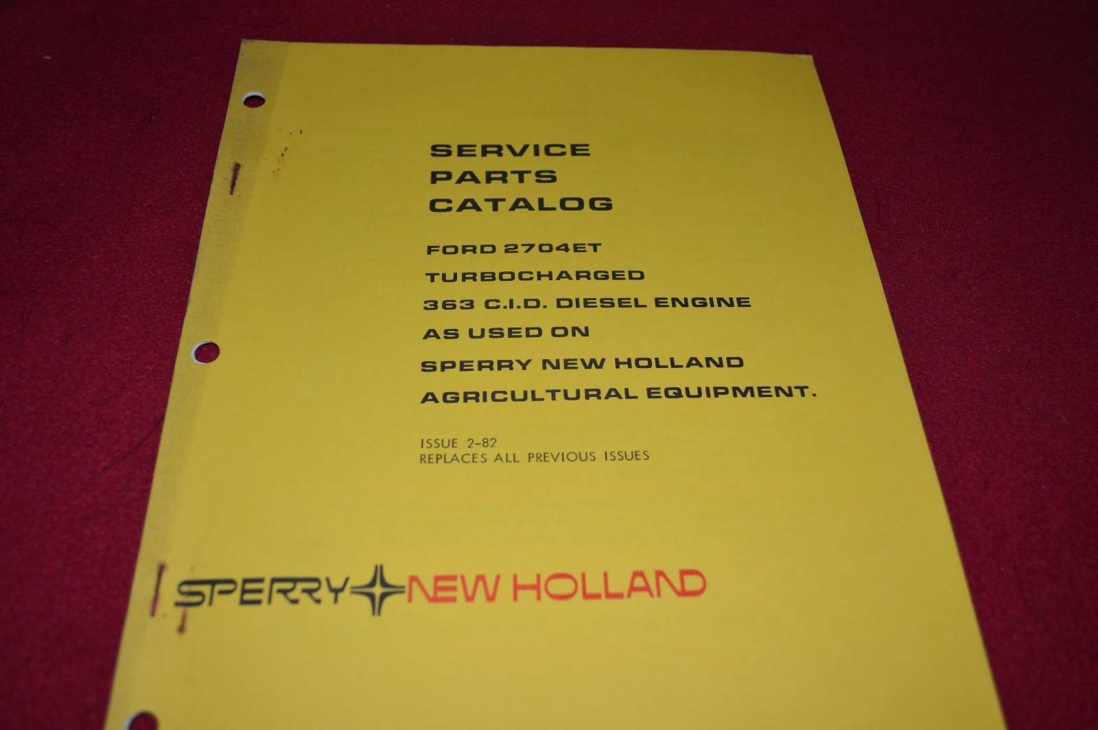 New Holland Ford 2704ET 363 CI Engine Dealer&rsquo;s Parts Book Manual RWPA