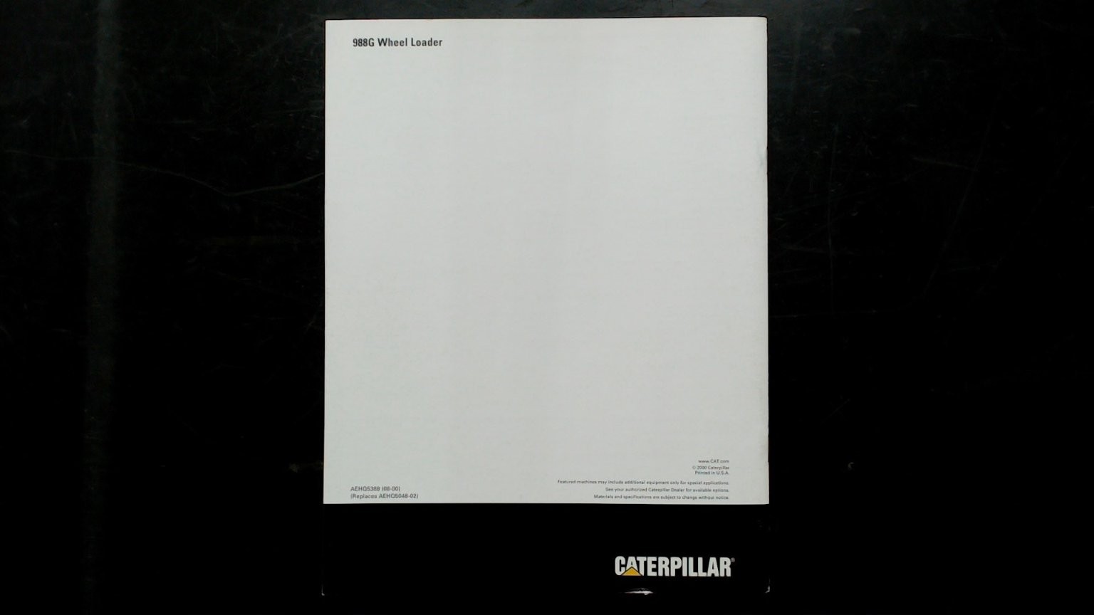 Caterpillar 988G Wheel Loader Brochure 2000s Heavy Equipment