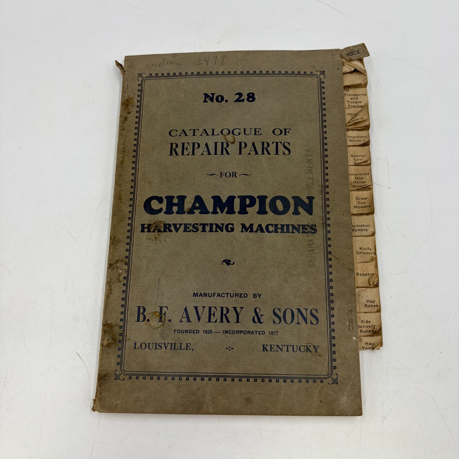 c1928 B.F. Avery Champion Harvesting Machines Repair Parts Catalog No 28