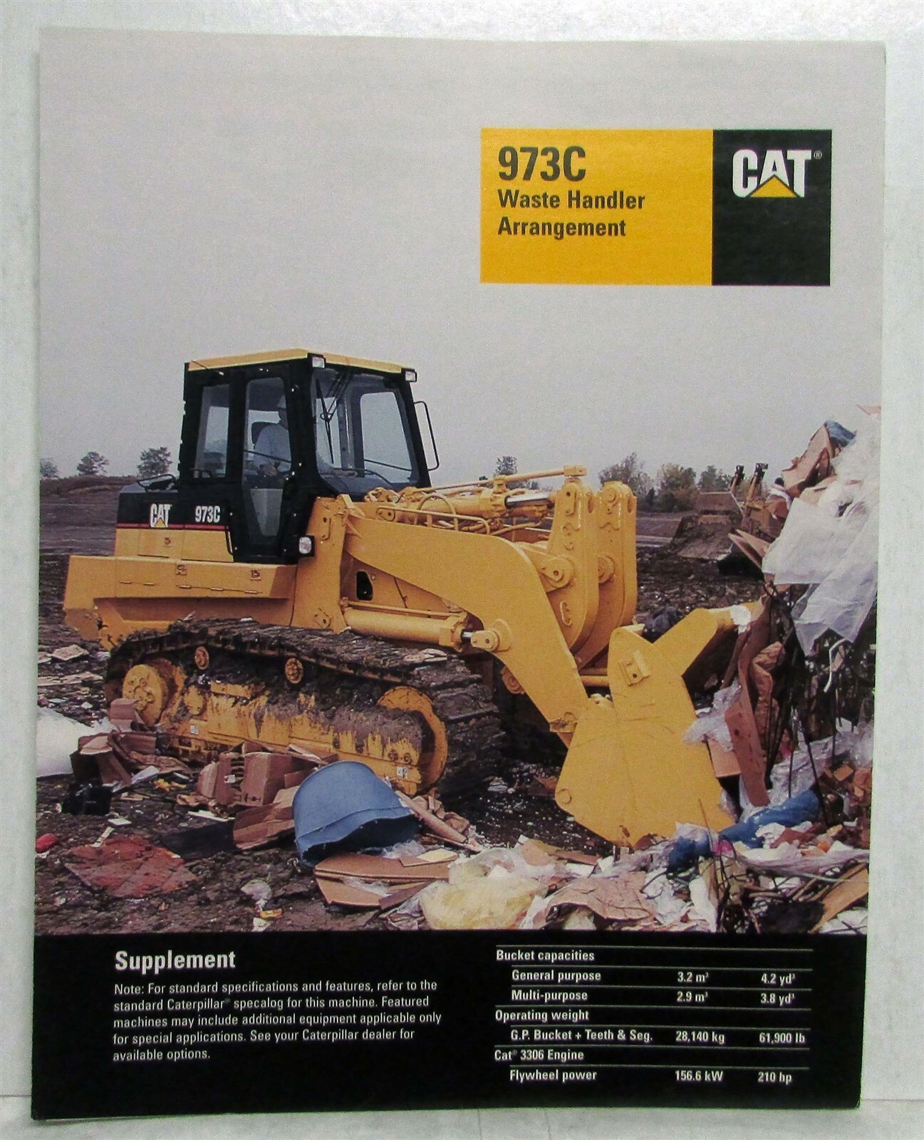 2002 Caterpillar 973C Waste Handler Specifications Construction Sales Brochure